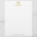 Elegant Gold Greek Key Interior Designer White Letterhead