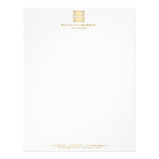 Elegant Gold Greek Key Interior Designer White Letterhead