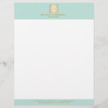 Elegant Gold Greek Key on Mint Interior Designer Letterhead<br><div class="desc">Coordinates with the Elegant Gold Greek Key on Mint Interior Designer Business Card Template by 1201AM. A faux metallic gold greek key emblem is combined with your name or business name for a chic logo on this personalized letterhead. Set on a mint background for a vintage aesthetic. This design is...</div>