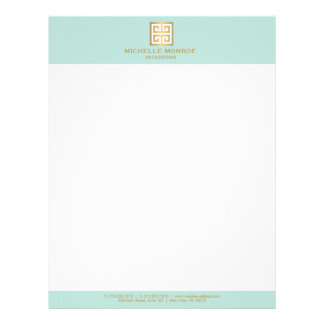 Elegant Gold Greek Key on Mint Interior Designer Letterhead