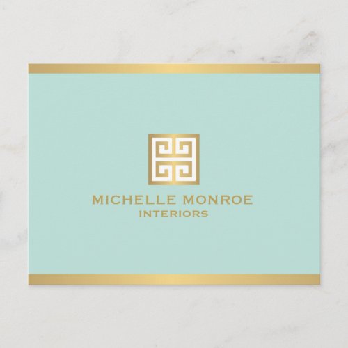 Elegant Gold Greek Key on Mint Postcard