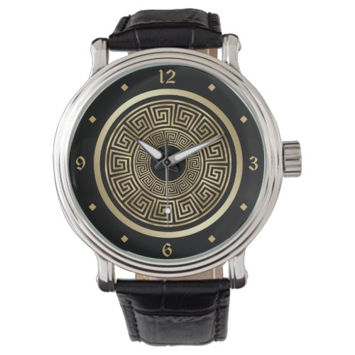 Elegant Gold Greek Keys Pattern Watch