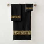 Elegant Gold Greek Pattern Bath Towel Set at Zazzle