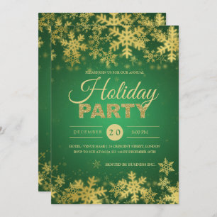 Elegant Gold & Green Corporate Christmas Party Invitation