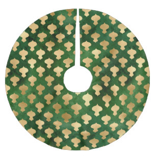 Elegant gold green decorative ornaments Christmas Brushed Polyester Tree Skirt