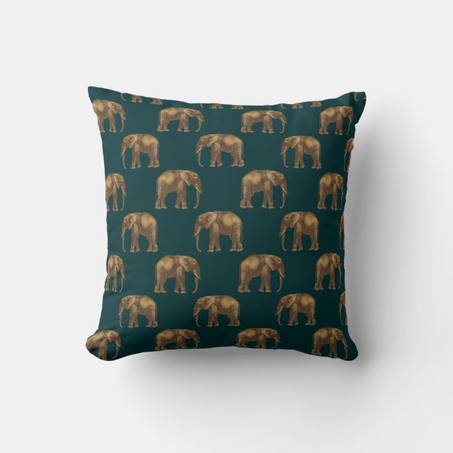 Elegant Gold Green Elephant Pretty Chic Stylish Throw Pillow (Front)