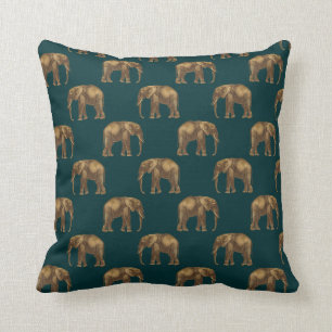 Elegant Gold Green Elephant Pretty Chic Stylish Throw Pillow