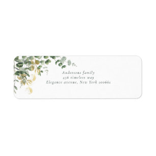 Elegant Gold Green Eucalyptus Wedding  Label