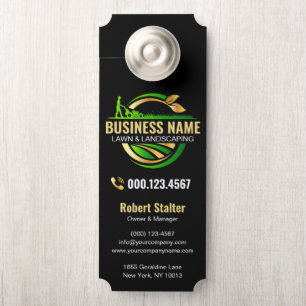 Elegant Gold Green Lawn Care Professional Door Hanger