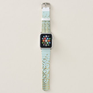 Elegant Gold Green Leaf Pattern Apple Watch Band