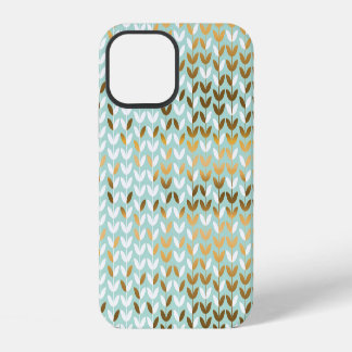Elegant Gold Green Leaf Pattern iPhone 12 Case