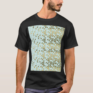 Elegant Gold Green Leaf Pattern T-Shirt