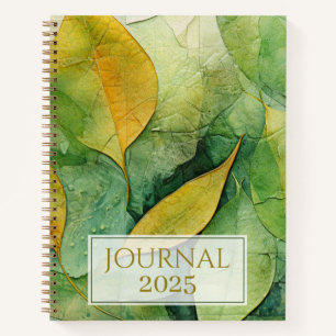 Elegant Gold Green Leaves 2025 Journal