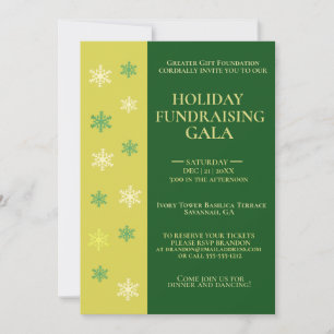 Elegant Gold & Green Star Charity Holiday Party Invitation