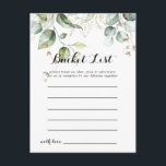 Elegant Gold Greenery Bucket List Cards<br><div class="desc">These elegant gold greenery bucket list cards are the perfect activity for a modern wedding reception or bridal shower. The design features hand-drawn gold and botanical green eucalyptus leaves,  inspiring artistic beauty.

Bucket List sign is sold separately.</div>