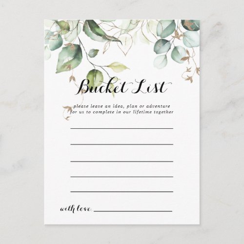 Elegant Gold Greenery Bucket List Cards