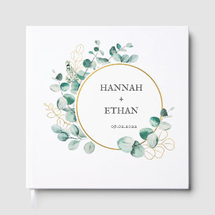 Elegant Gold Greenery Eucalyptus Personalized   Guest Book