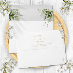 Elegant Gold Greenery Floral Wedding Envelope