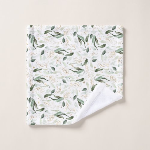 Elegant Gold Greenery Foliage White Wash Cloth