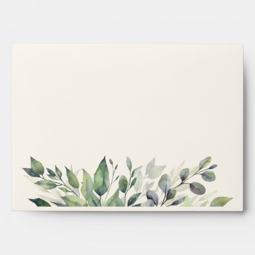 Elegant Gold Greenery Leaves Watercolor Wedding Envelope