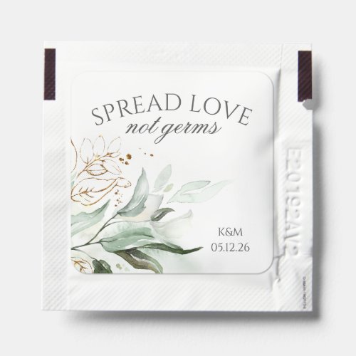 Elegant Gold Greenery Leaves Wedding Hand Sanitizer Packet