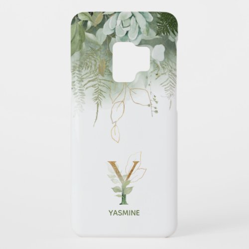 Elegant Gold  Greenery Letter Y Case_Mate Samsung Galaxy S9 Case