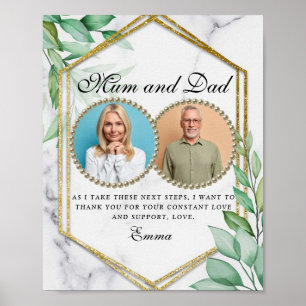 Elegant Gold Greenery Parents of the Bride Gift  Poster