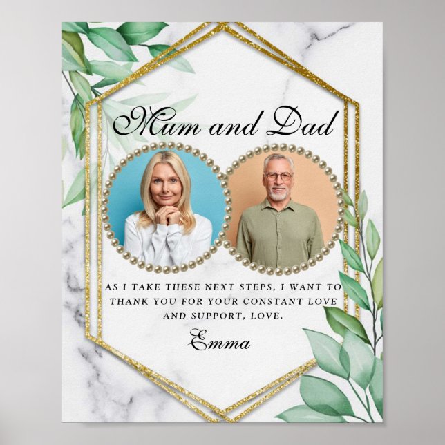 Elegant Gold Greenery Parents of the Bride Gift  Poster (Front)