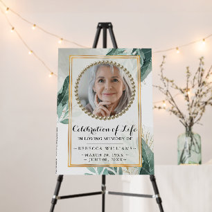 Elegant Gold Greenery Photo Life Celebration Sign