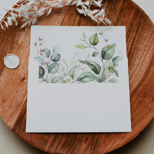 Elegant Gold Greenery Self-Addressed RSVP Envelope