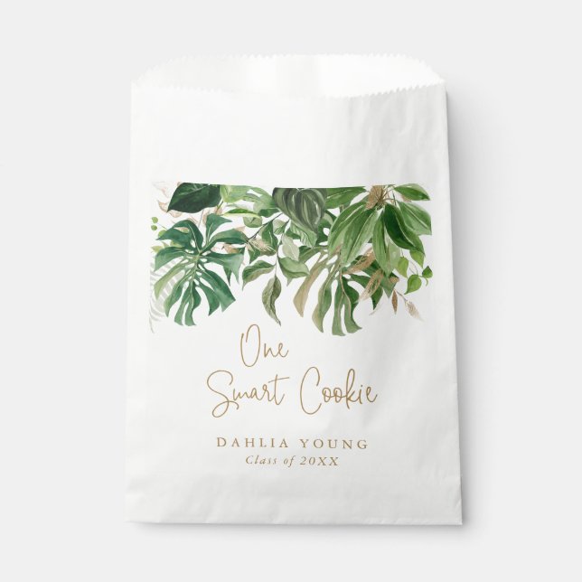 Elegant Gold Greenery Tropical Modern Graduation Favor Bag (Front)