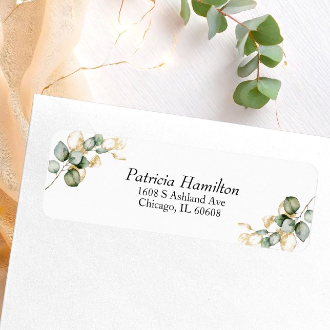 Elegant Gold Greenery Wedding Label (Creator Uploaded)