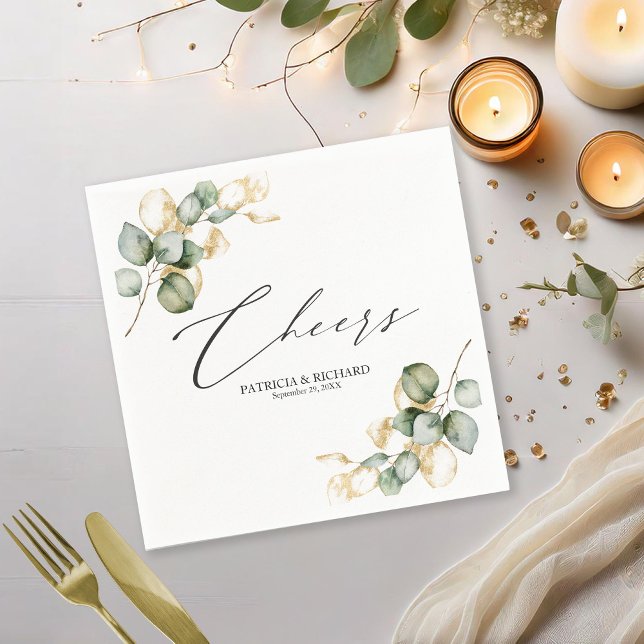 Elegant Gold Greenery Wedding Napkins (Creator Uploaded)