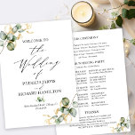 Elegant Gold Greenery Wedding Program<br><div class="desc">Prepare to embark on a magical journey of love with our breathtaking wedding suite, crafted especially for lovers of nature! This fabulous collection is the ultimate addition to your dreamy garden party or enchanting nature-themed celebration. It includes everything you could possibly need, from a stunning welcome sign to personalized napkins...</div>