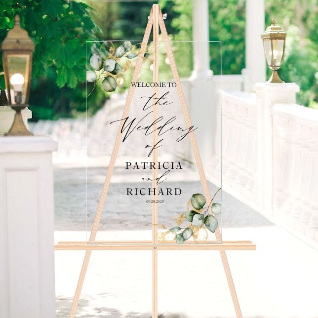 Elegant Gold Greenery Wedding Welcome Sign (Creator Uploaded)