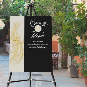 Elegant Gold Grey Cheers to 50 Years Birthday Foam Board