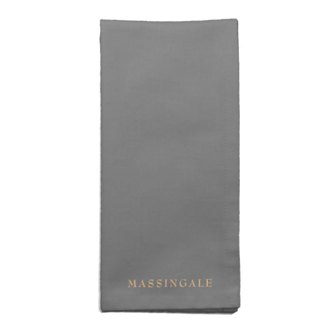 Elegant Gold & Grey Name  Cloth Napkin (Folded)