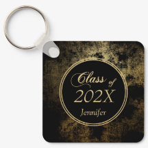 Elegant Gold Grunge over Black Graduation