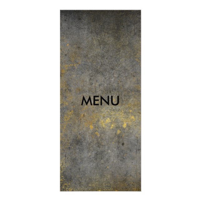 Elegant Gold Grungy Gray Menue Chic Rack Card (Front)