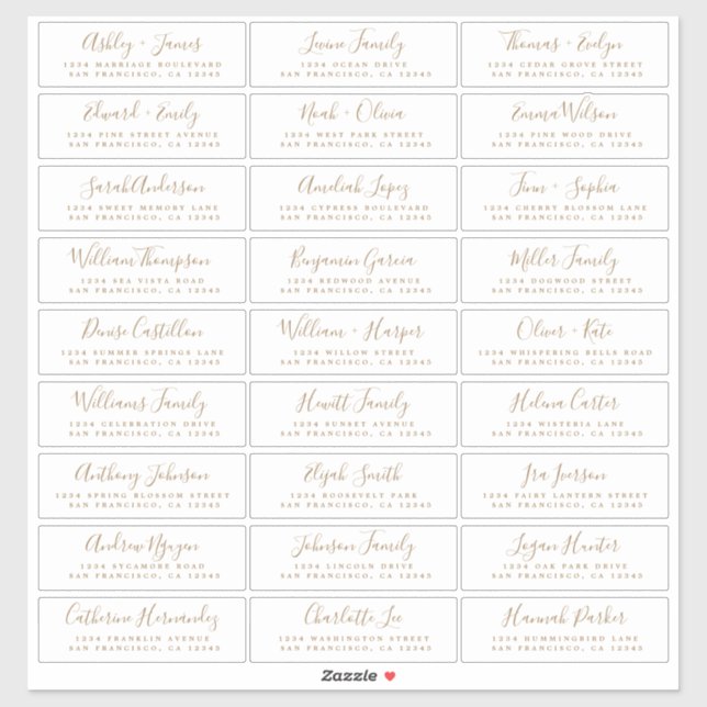 Elegant Gold Guest Address Labels (Sheet)