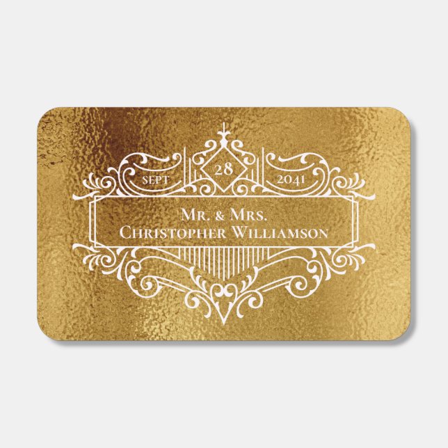 Elegant Gold Guest Monogrammed Wedding Matchbox Matchboxes (Front)