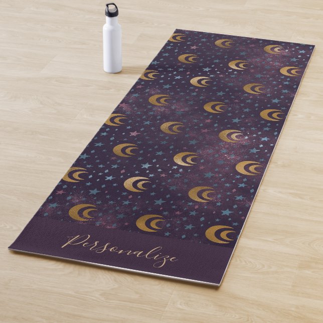 Elegant Gold Half Moon Galaxy Stars Zen Meditation Yoga Mat (In Situ)