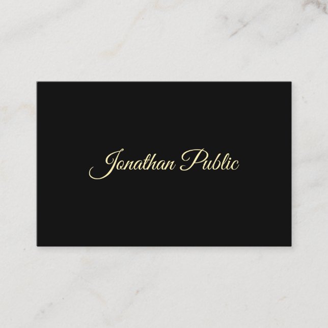 Elegant Gold Hand Script Font Text Professional Business Card (Front)