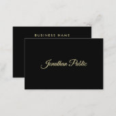 Elegant Gold Hand Script Font Text Professional Business Card (Front/Back)