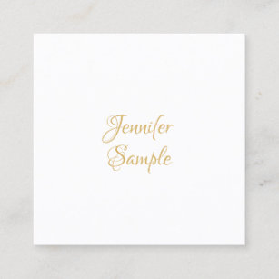 Elegant Gold Hand Script Text Minimalist Template Square Business Card