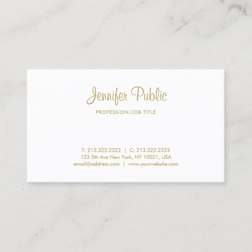 Elegant Gold Handwriting Font Minimalistic Simple Business Card