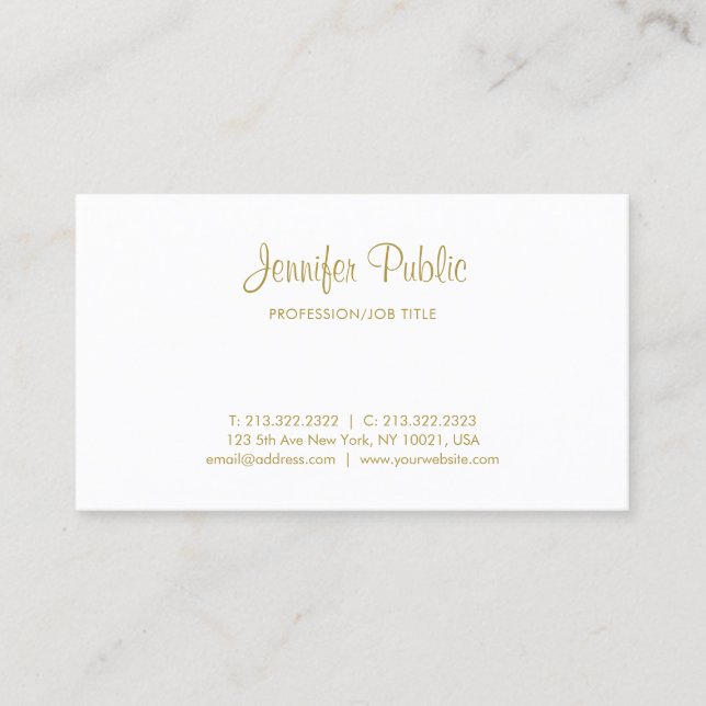 Elegant Gold Handwriting Font Minimalistic Simple Business Card (Front)