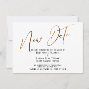 Elegant Gold Handwriting New Date Announcement