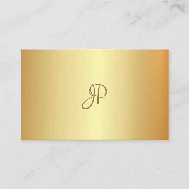 Elegant Gold Handwritten Monogram Modern Template Business Card (Front)