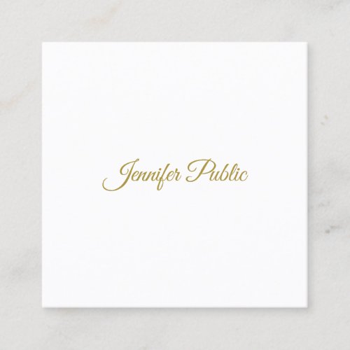 Elegant Gold Handwritten Script Minimalist Design Square Business Card